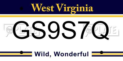 GS9S7Q West Virginia License Plate