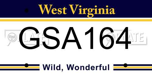 GSA164 West Virginia License Plate