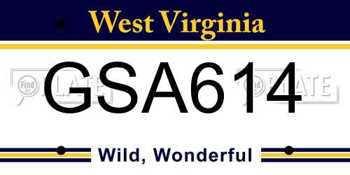 GSA614 West Virginia License Plate