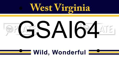 GSAI64 West Virginia License Plate