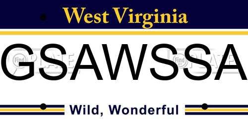 GSAWSSA West Virginia License Plate