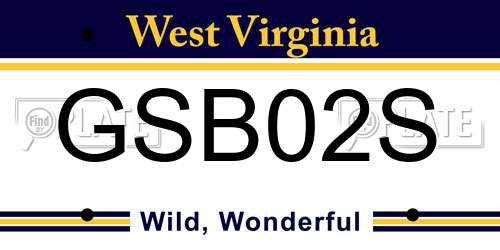 GSB02S West Virginia License Plate