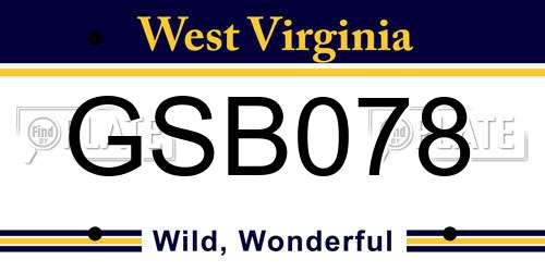 GSB078 West Virginia License Plate