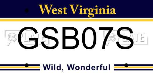 GSB07S West Virginia License Plate