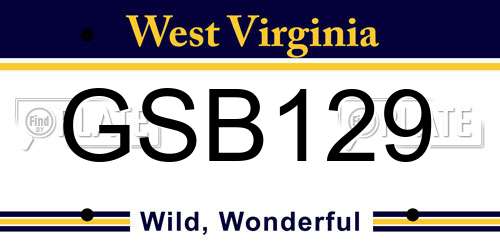 GSB129 West Virginia License Plate