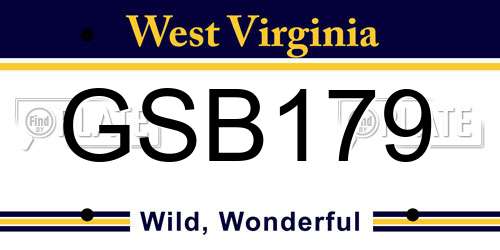 GSB179 West Virginia License Plate