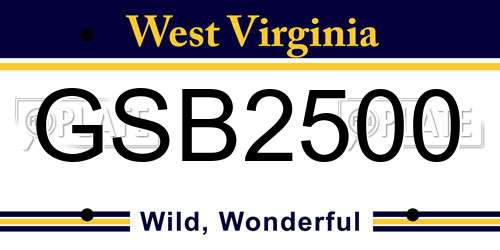 GSB2500 West Virginia License Plate