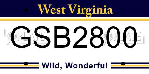 GSB2800 West Virginia License Plate