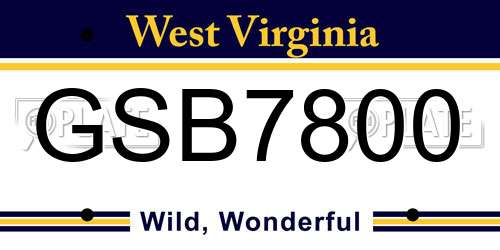 GSB7800 West Virginia License Plate