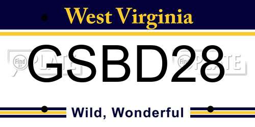 GSBD28 West Virginia License Plate