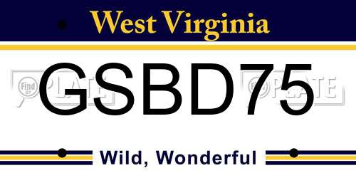 GSBD75 West Virginia License Plate
