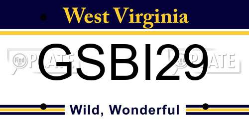GSBI29 West Virginia License Plate