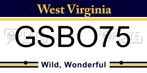 GSBO75 West Virginia License Plate