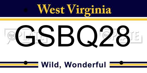 GSBQ28 West Virginia License Plate