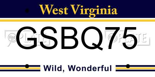GSBQ75 West Virginia License Plate