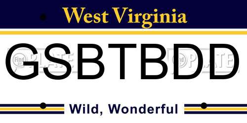 GSBTBDD West Virginia License Plate