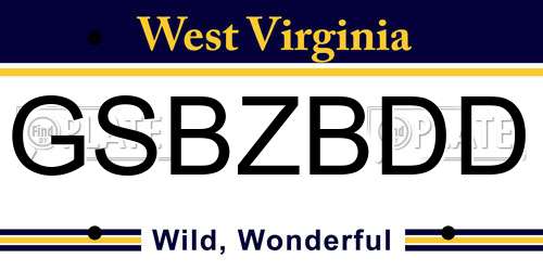 GSBZBDD West Virginia License Plate