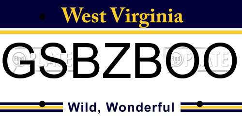 GSBZBOO West Virginia License Plate
