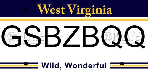 GSBZBQQ West Virginia License Plate