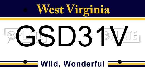 GSD31V West Virginia License Plate