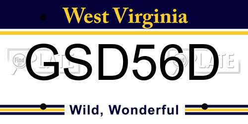 GSD56D West Virginia License Plate