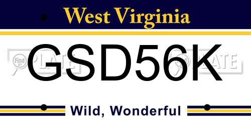 GSD56K West Virginia License Plate