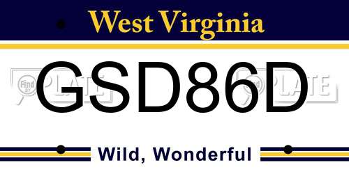 GSD86D West Virginia License Plate
