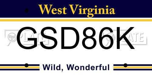 GSD86K West Virginia License Plate