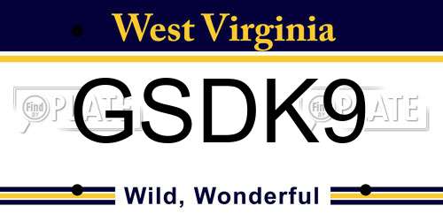 GSDK9 West Virginia License Plate