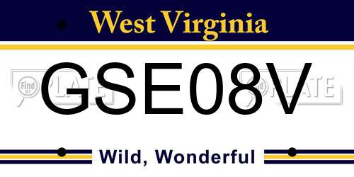 GSE08V West Virginia License Plate