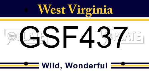 GSF437 West Virginia License Plate
