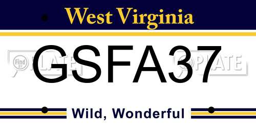 GSFA37 West Virginia License Plate