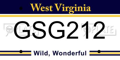 GSG212 West Virginia License Plate