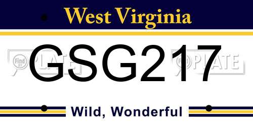GSG217 West Virginia License Plate