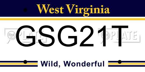 GSG21T West Virginia License Plate