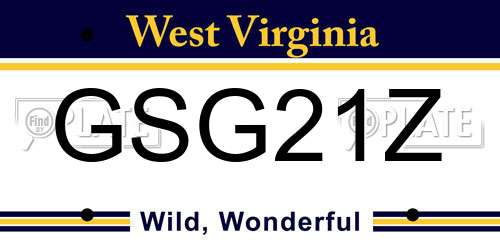 GSG21Z West Virginia License Plate