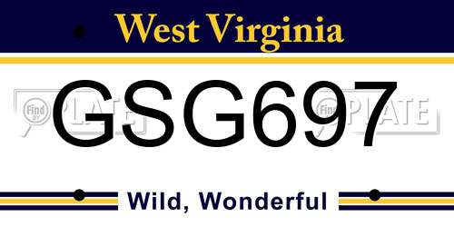 GSG697 West Virginia License Plate