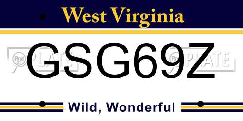 GSG69Z West Virginia License Plate