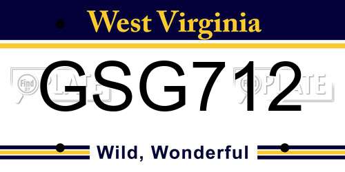 GSG712 West Virginia License Plate