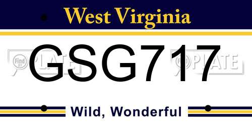 GSG717 West Virginia License Plate