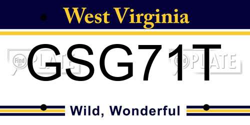 GSG71T West Virginia License Plate