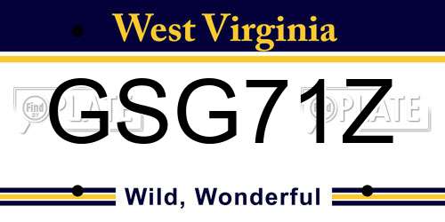 GSG71Z West Virginia License Plate