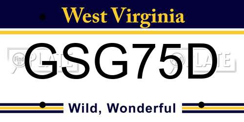 GSG75D West Virginia License Plate