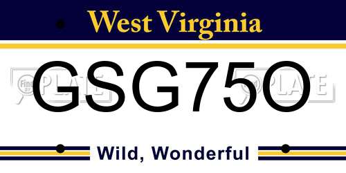 GSG75O West Virginia License Plate