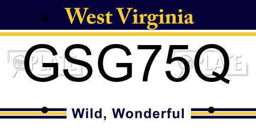 GSG75Q West Virginia License Plate