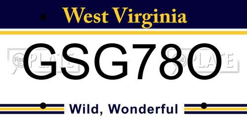 GSG78O West Virginia License Plate