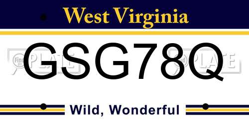 GSG78Q West Virginia License Plate