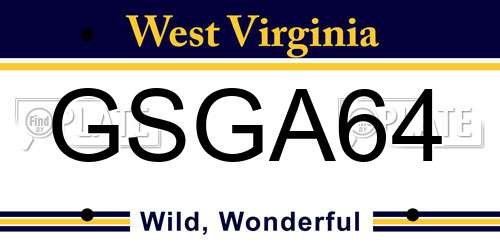 GSGA64 West Virginia License Plate