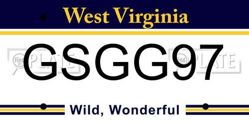 GSGG97 West Virginia License Plate