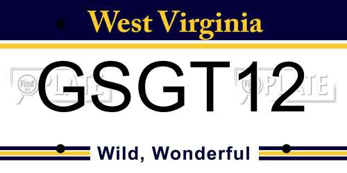 GSGT12 West Virginia License Plate